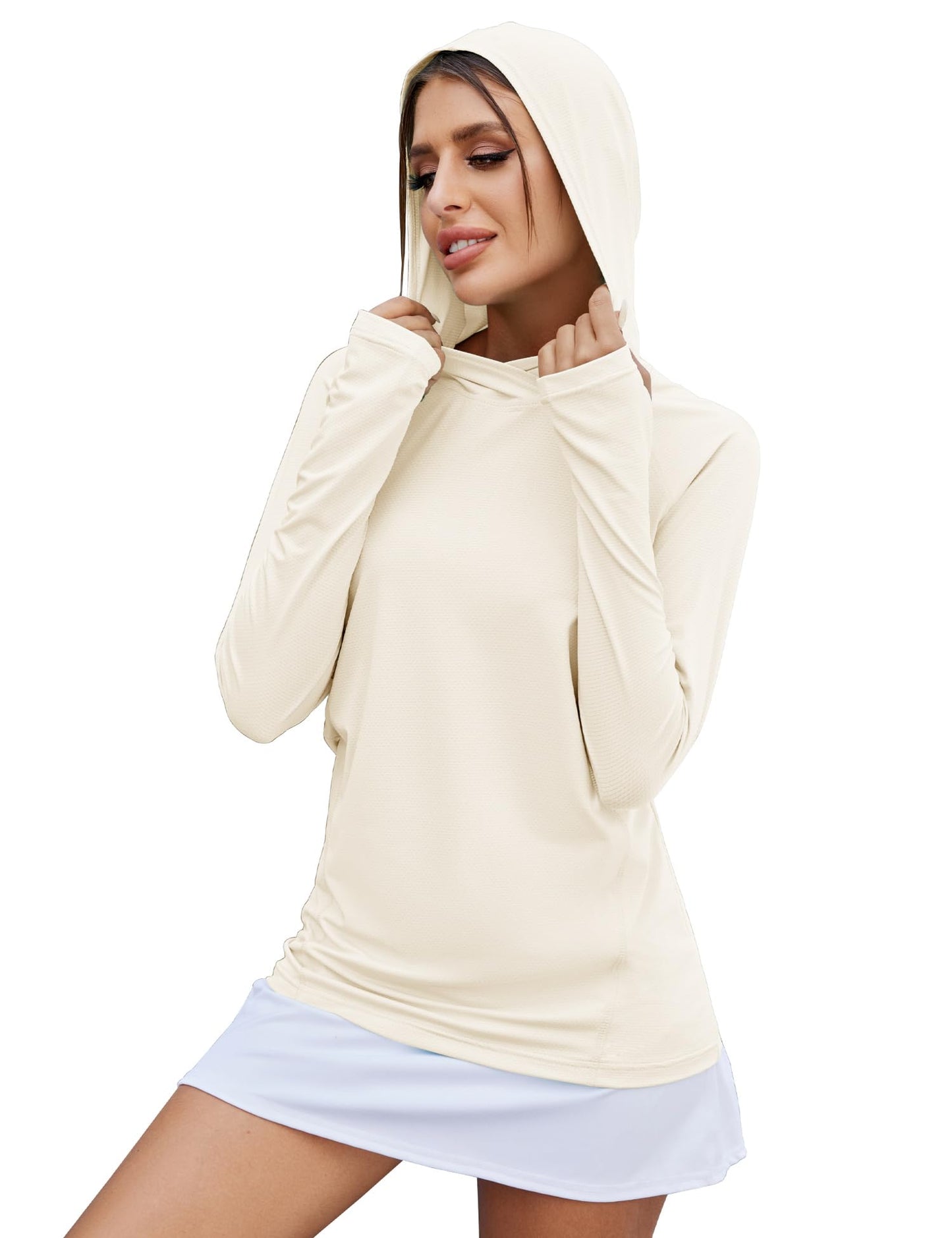 LUYAA Women's UPF 50+ Sun Protection Hoodie Breathable Stretch Hiking Shirts Long Sleeve for Running Outdoor Workout