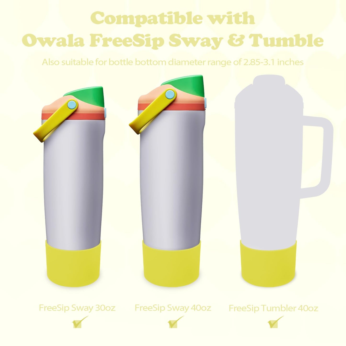 Kaitiaki Silicone Boot for Owala 30oz & 40oz FreeSip Sway Bottles & Tumblers - Non-Slip, Scratch-Resistant, Stability Enhancer, Available in 12 Colors (Opal Dream Yellow)