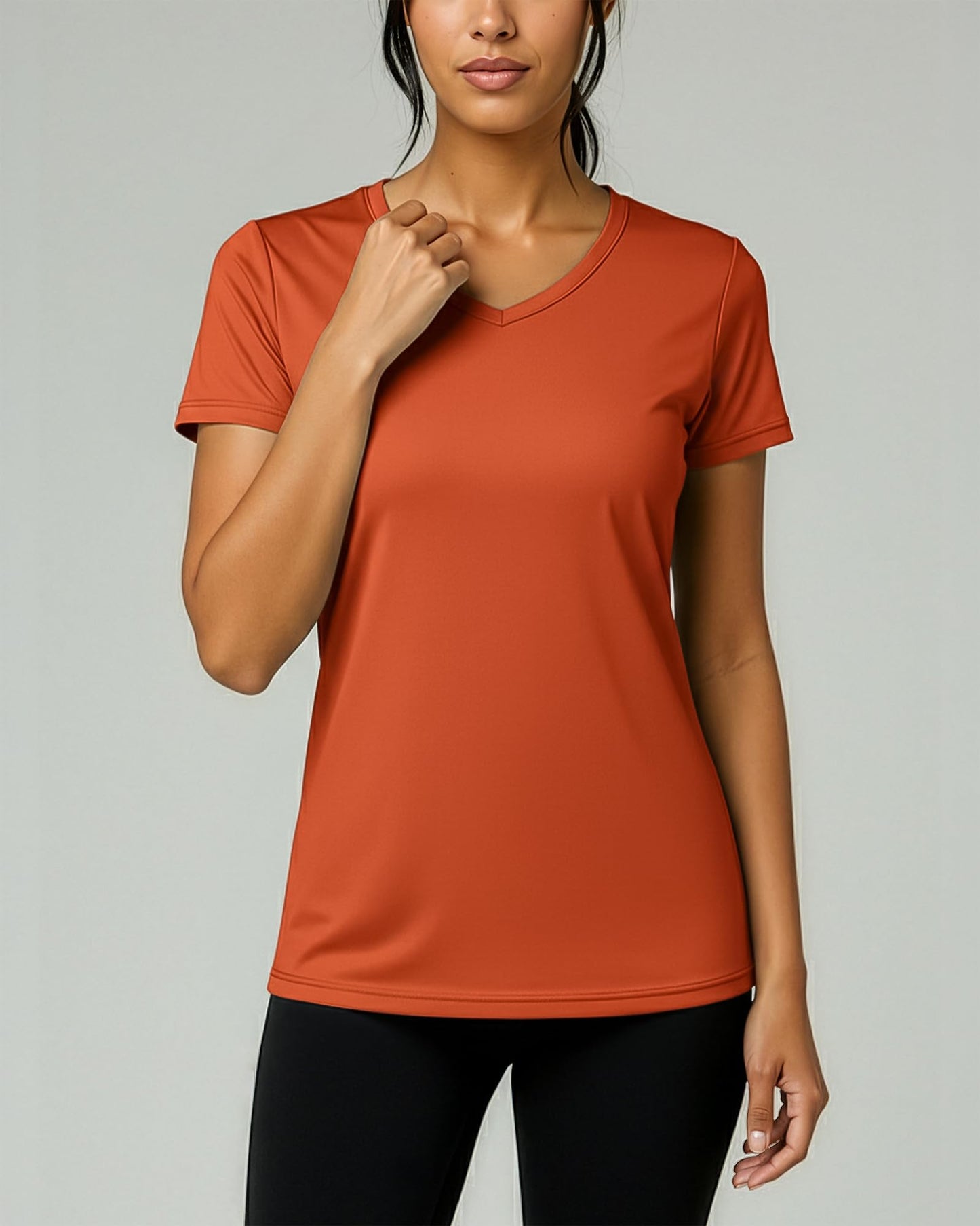 Real Essentials 5 Pack: Women's Dry-Fit Short Sleeve V Neck T Shirt Workout Fitness Yoga Top Tee (Available in Plus Size), Set 12, 3X