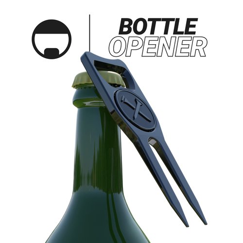 Blue Tees Golf 6-in-1 Premium Divot Tool & Ball Marker - Bottle Opener - Club Tee - Groove Cleaner - Putting Alignment - Designed to Be the Ultimate Tool for the Green – Silver