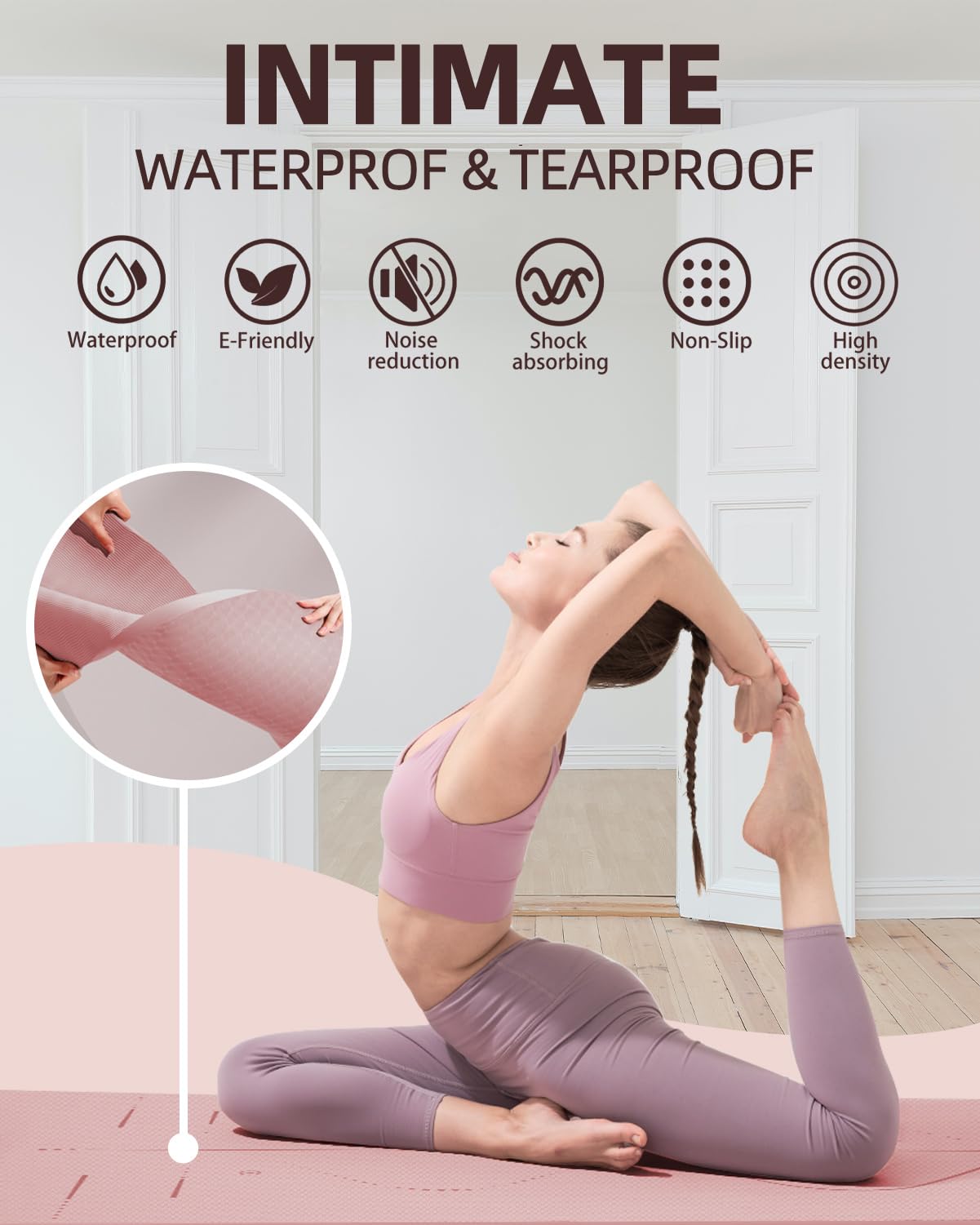 Thick Yoga Mat, YOTTOY Large 72"x 32"x1/3" Widen Professional Non-Slip Alignment Marks Yoga Mats,Eco-Friendly TPE Odorless Mats for Women Men Home Workout with Strap Bag (Blue)
