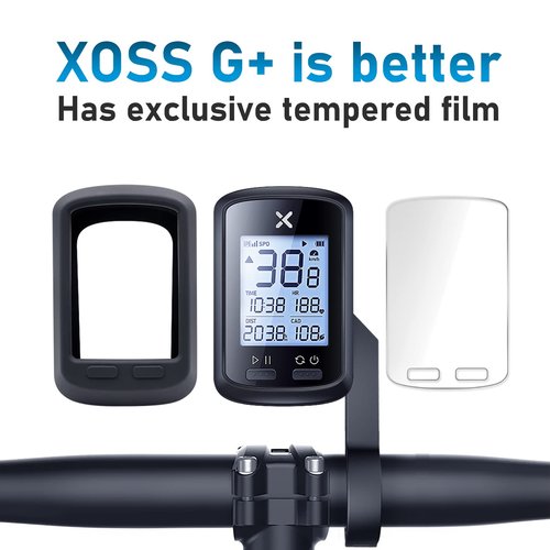 XOSS G+ GPS Bike Computer with Mount, Wireless Bluetooth Cycling Speedometer, Multifunctional ANT+ Bicycle Odometer with Auto Backlight and IPX7 Waterproof MTB Tracker (4 in 1)