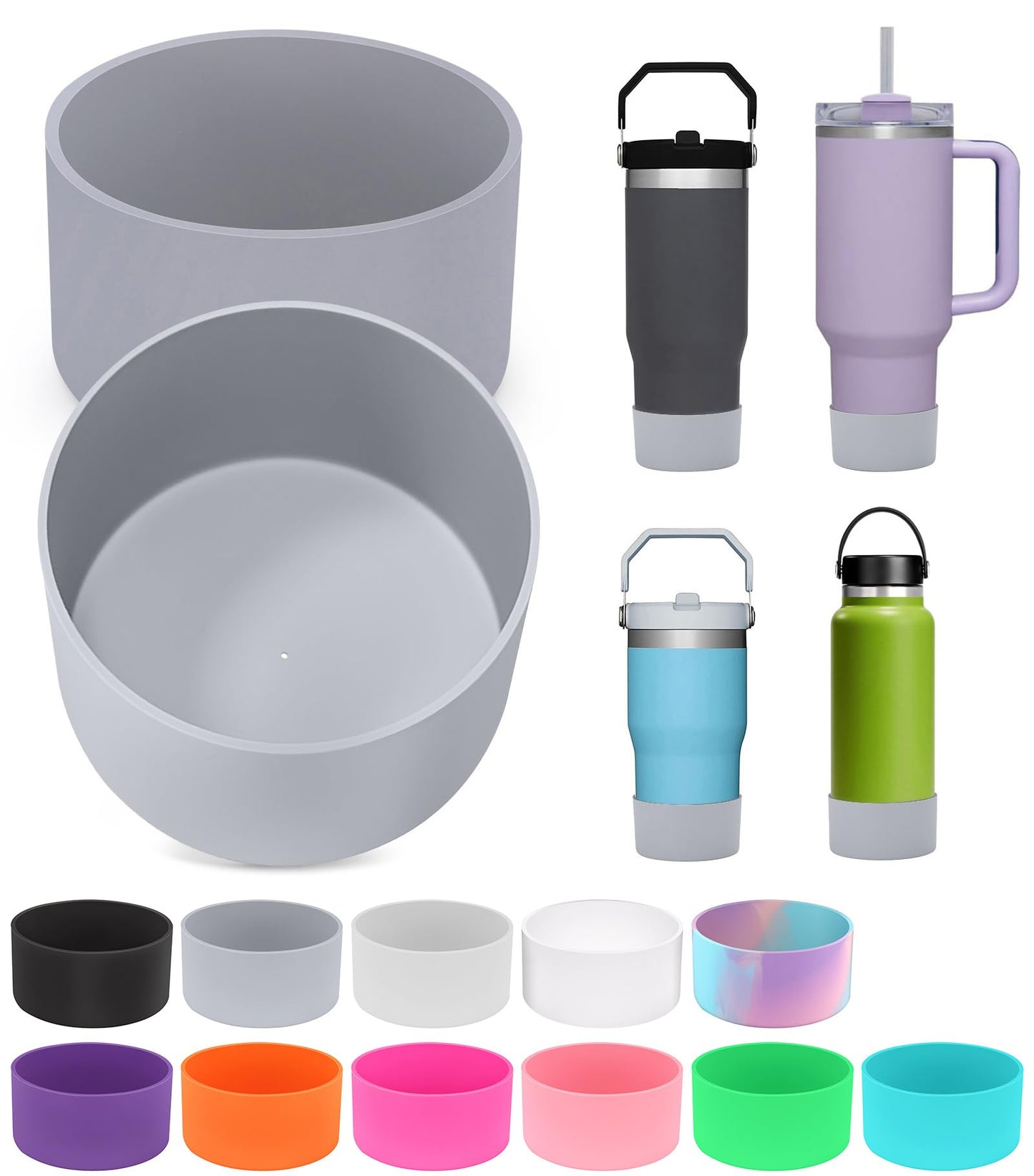 PICcircuit 2PCS for Stanley Boot, Silicone Bottom for Quencher Adventure 40oz 30oz IceFlow 20oz 30oz Bottle&for Hydroflask Tumbler 12-24oz for Stanley Cup Accessories Avoid Scratches&Noise