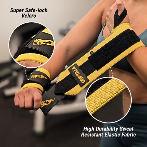 GRIPZILLA Wrist Wraps for Weightlifting Men/Women- 21'' Premium Lift Heavier Wrist Straps for Weightlifting, Gym, Carpal Tunnel Wrist Brace Weight Lifting Wrist Wraps with Thumb Loop for Powerlifting, Deadlift