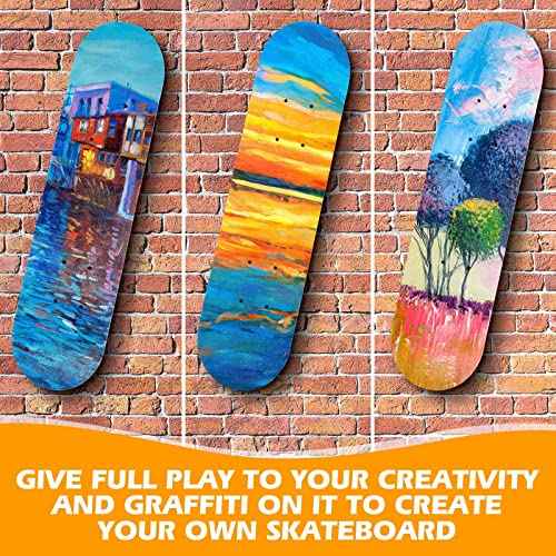 Meooeck Blank Skateboard Decks Bulk 24 x 6 Inch Professional Maple Deck 7 Ply Double Tail Wooden Skate Deck Natural Plain Skateboard for Kids Art Painting Replacement Home Decoration