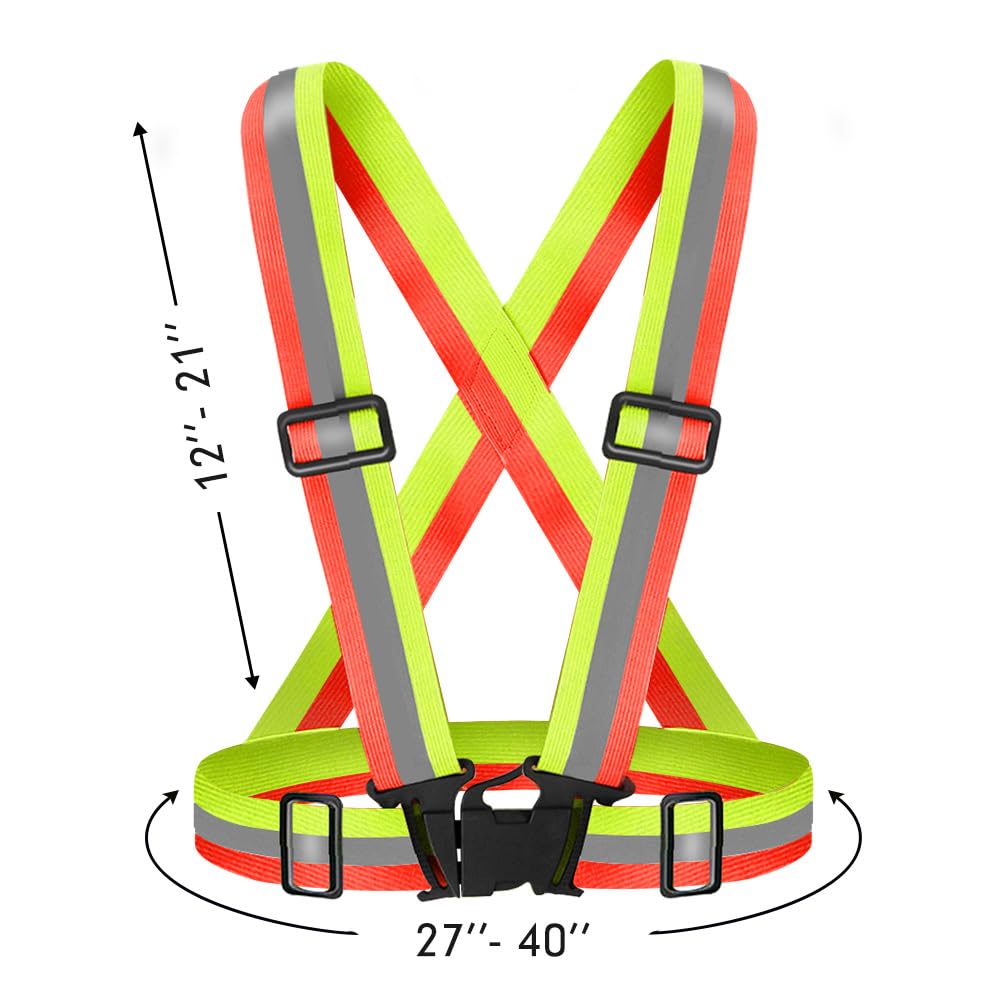 Fepdiu High Visibility Reflective Vest Safety Vest Running Reflective Gear Adjustable Reflective Vest for Walking,Jogging,Hiking,Night Cycling