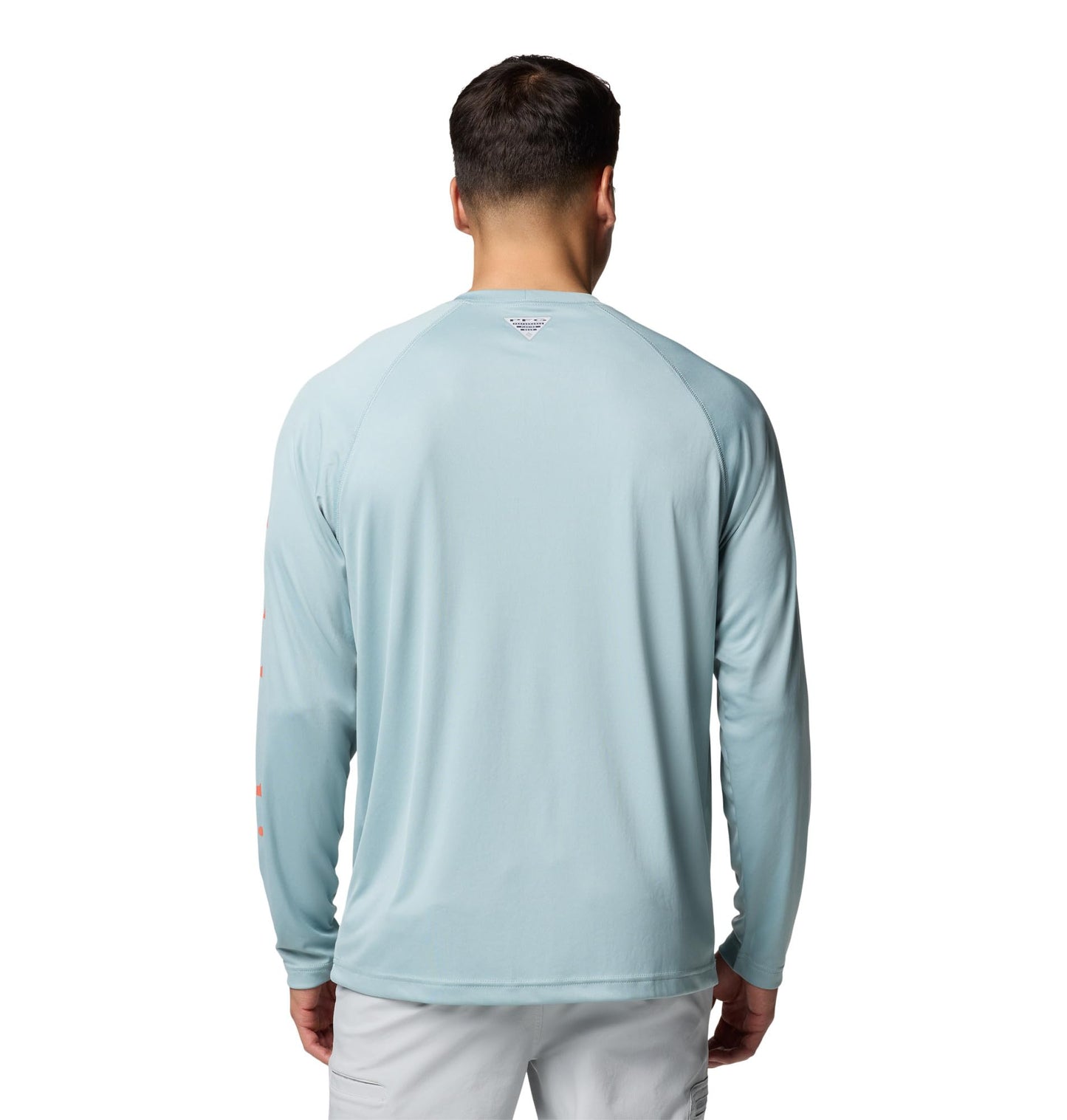 Columbia Men's PFG Terminal Tackle Long Sleeve Fishing Shirt, Crushed Blue/Faded Peach Logo, Small
