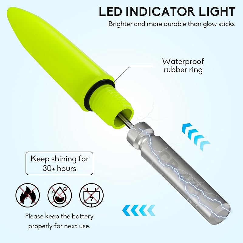QualyQualy 1.75in LED Lighted Slip Bobber – 4pcs Glow in the Dark Fishing Floats for Crappie Walleyes