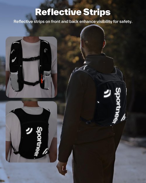 Sportneer Hydration Backpack: Running Vest with 1.5L Water Bladder & Reflective Strips - Lightweight Hydration Vest Backpack for Running Hiking Biking Cycling for Women Men