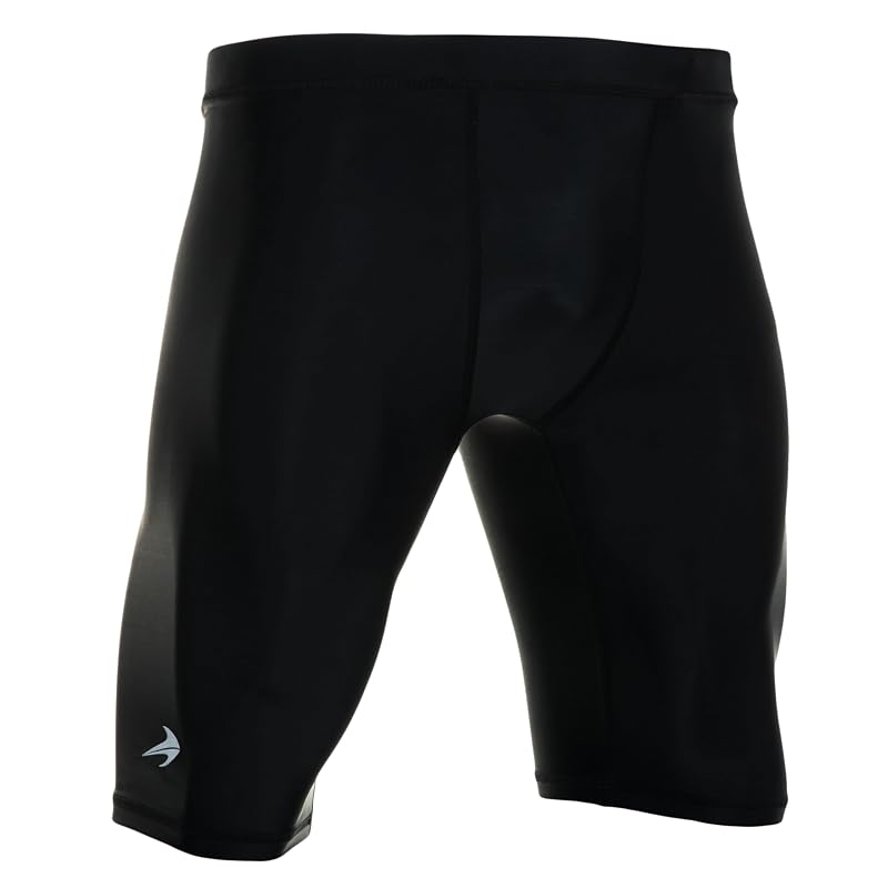 Men's Compression Shorts 9" 4-Way Stretch Baselayer - Black, No Pockets, 9" Inseam