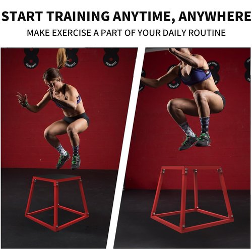 Hipicute Plyo Box Jump Platforms, 18 Inch Single Jumping Box for Men and Women for Home Gym,Red