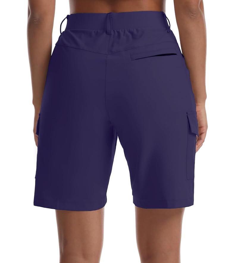 Twilight Variation: Women’s Lightweight Cargo Hiking Shorts with Pockets, Button Closure