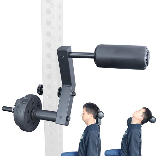 Neck Trainer,Neck Exerciser for Neck Strength and Pain Relief,Rack Mount Neck Workout Equipment Strengthener for Muscles Training,Attachable Barbell Plates(25mm Diameter tab bar)