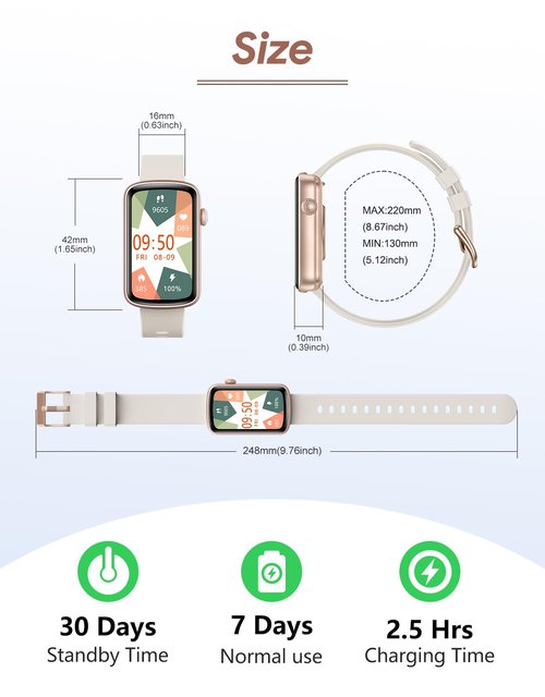 RUIMEN Fitness Tracker, Fitness Watches for Women Men with Heart Rate Monitor Blood Oxygen Sleep Tracker Pedometer, 1.47" Smart Watch Step Calorie Counter for Android iOS IP68 Waterproof (Starlight)