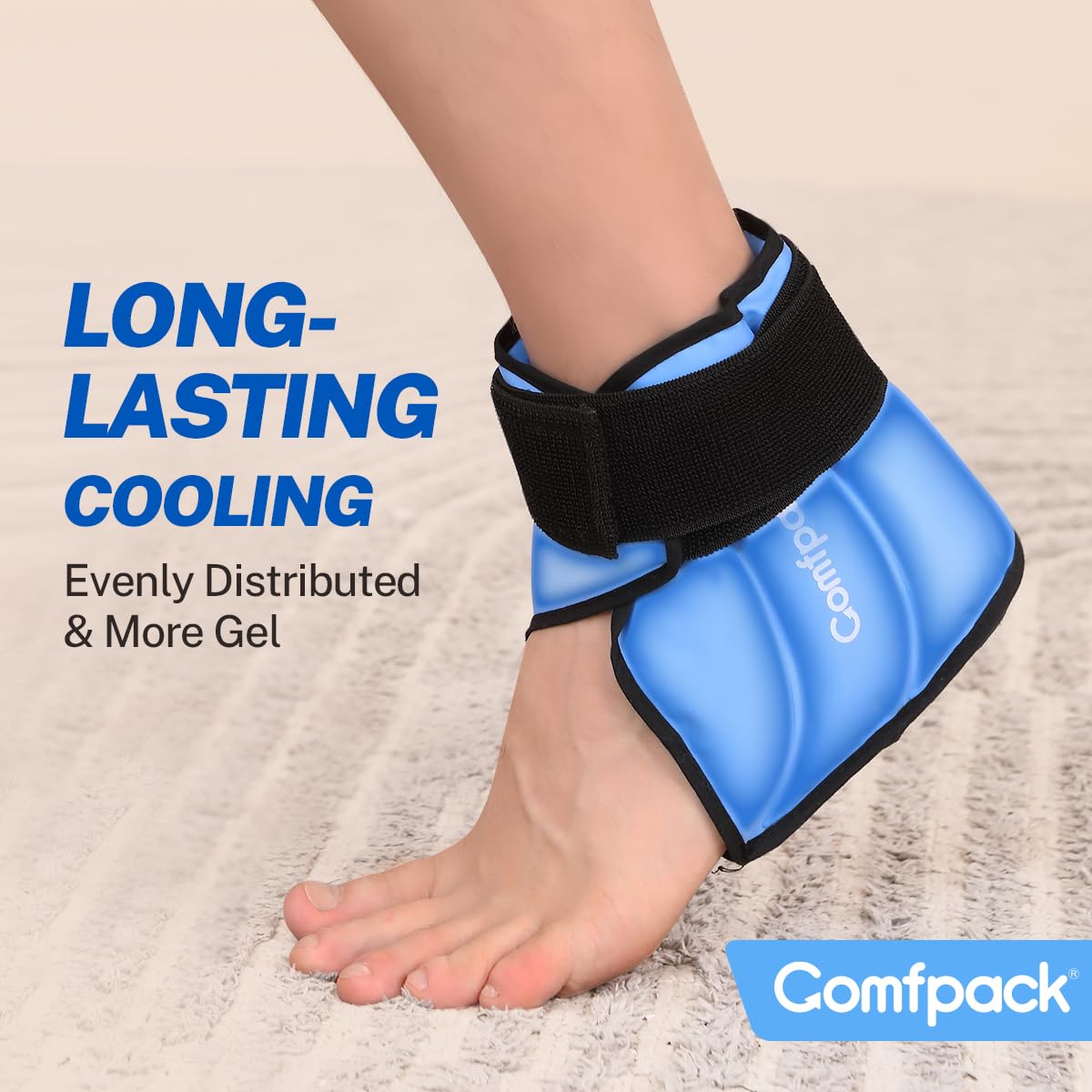 Comfpack Heel Ice Pack Wrap for Plantar Fasciitis Relief, Ankle Ice Pack Wrap for Swelling, FSA Eligible, Ice Pack for Injures Reusable, Gel Cold Pack for Achilles Tendonitis, Ankle Sprain, Heel Pain