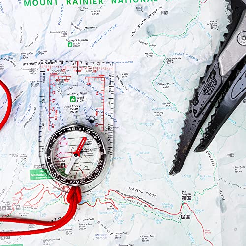 Ultralight Map Compass with Declination Scale for Hiking & Survival Navigation