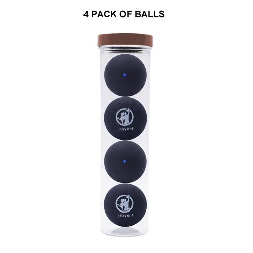 J Bryant Squash Balls 4 Pack, Single Blue Dot Rubber Squash Ball for Beginners and Kids Competition Training