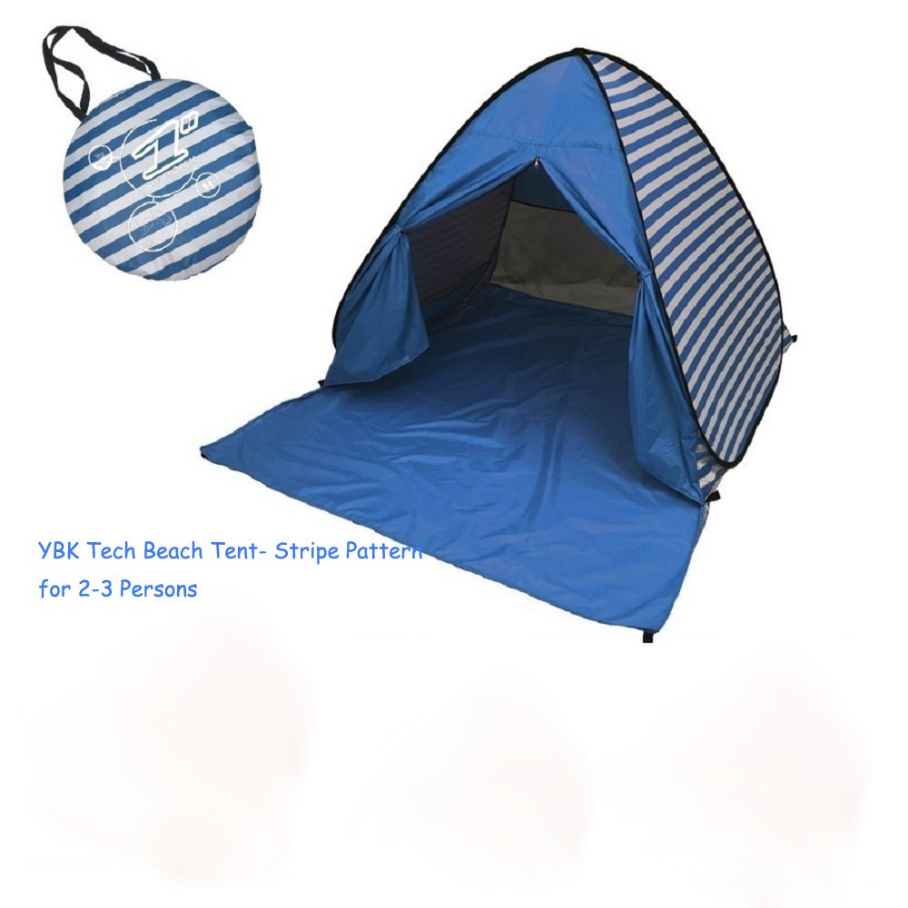 YBK Tech New Stripe Style Automatic Pop Up Beach Tent UV Protection Instant Portable Quick Cabana Sun Shelter for 2-3 Persons (Dark Blue)
