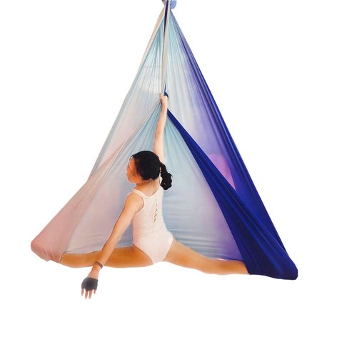 Aerial Yoga Hammock Aerial Pilates Silk Yoga Swing Set include Carabiners daisy Chain, Pose Guide 5.5 yards Set (Colorful Leaf)