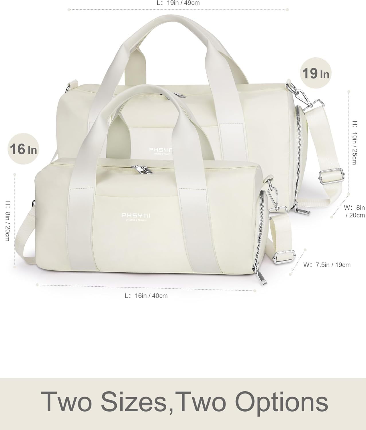 Sports Small Gym Bag for Women, Cute Mini Duffle Bag with Wet Pocket & Shoes Compartment, Personal Item Travel Workout Bag, 16"-Small, Beige