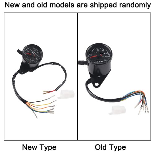 KIMISS 12V Universal Motorcycle Odometer,LED BacklightMotorcycle Dual Odometer Speedometer Gauge Kit Cafe Racer Motorcycle Speedometer mph
