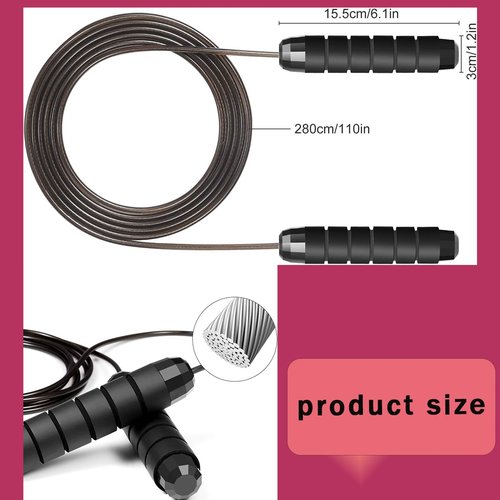 Adjustable Jump Rope with Foam Handles, Tangle-Free Speed Rope with Ball Bearings for Fitness, Home Exercise, and Weight Loss, Suitable for All Ages