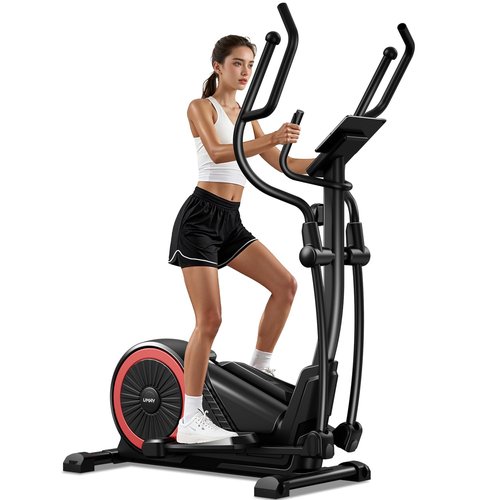UMAY Elliptical Machine for Home, Elliptical Exercise Machine with 8 Levels Resistance & Pulse Rate Grips, Silent Magnetic Elliptical Trainer with 15.5" Stride and LCD Monitor