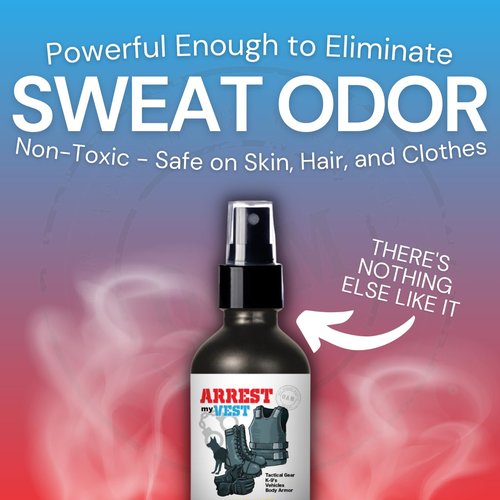 Arrest My Vest Military and Police Grade Odor Eliminating Spray for Body Armor, Tactical Gear. Safe on K9's, ballistic vests and all fabrics including leather - Unscented - 2 16 oz Bottles