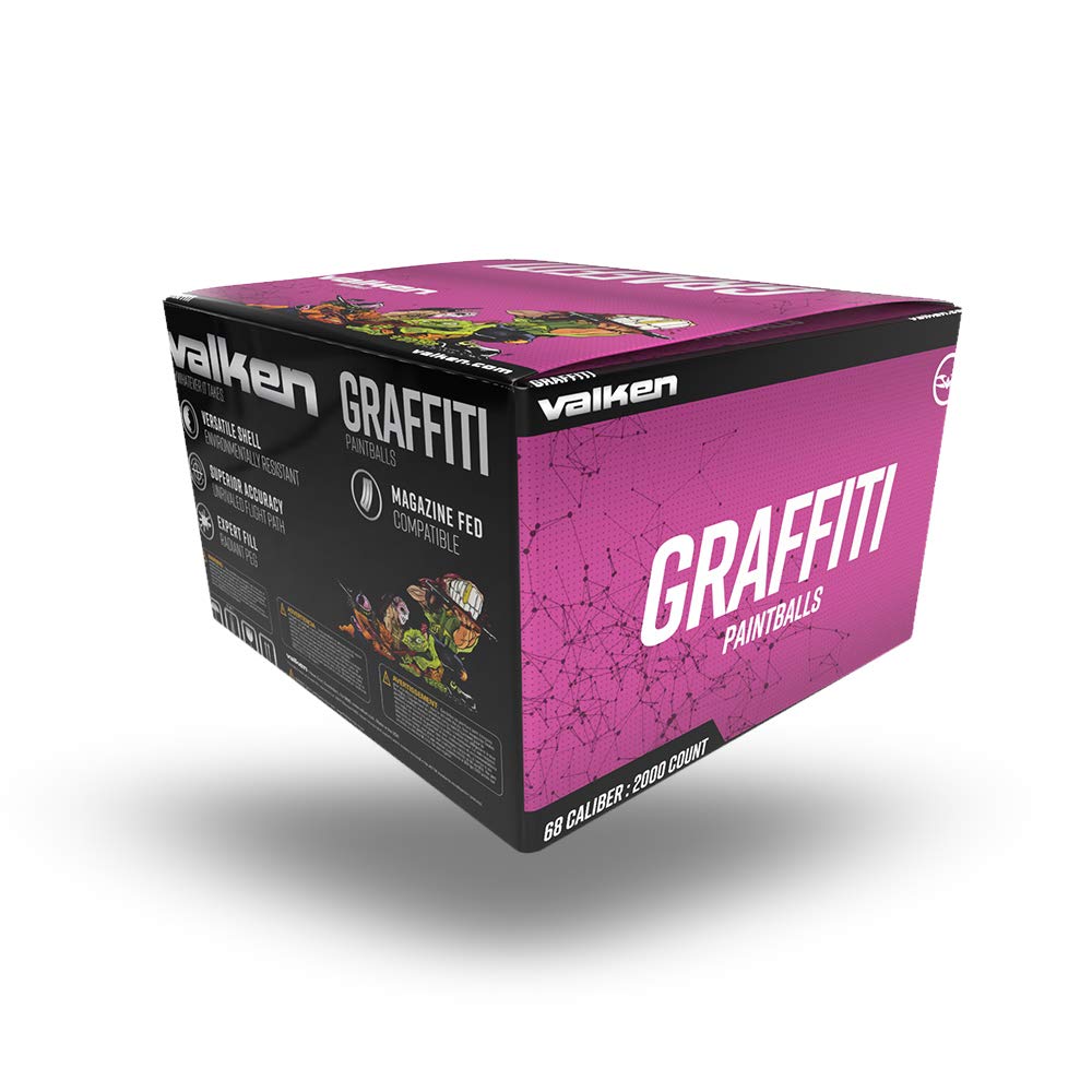 Valken Graffiti Paintballs - .68 Caliber - Tournament-Grade Accuracy, Bright Fill, Eco-Friendly & Consistent Performance - 2000 Count