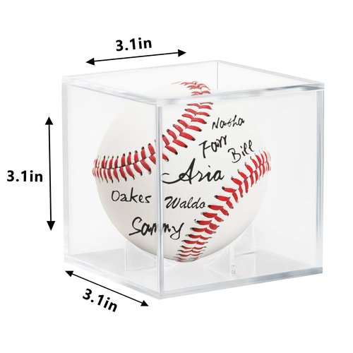 4 Pack Acrylic Baseball Display Case - UV Protected Baseball Holder for Display, Display Case for Autographed, Tennis, Golf, Billiard Balls, Memorabilia