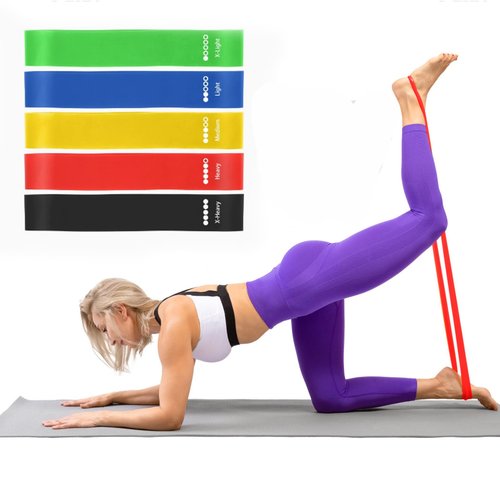 5-Pack Resistance Bands Set with Carry Bag for Full-Body Workout, Home Gym, Yoga, and Pilates