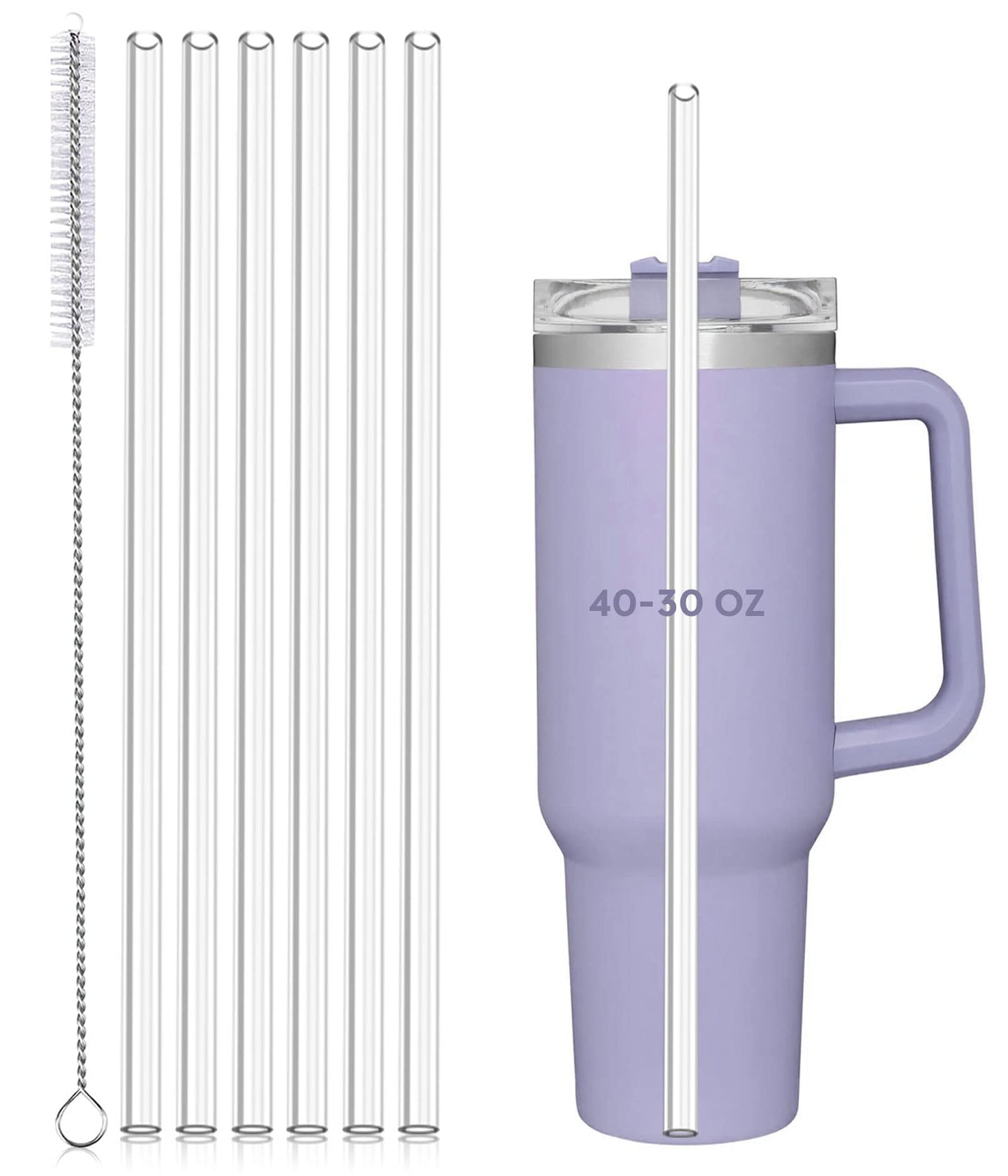 Replacement Straws for Stanley 40 oz and 30 oz Tumblers,6 Pack Reusable Straws with Cleaning Brush,12 Inch Long,Plastic,Clear, Stanley Cup Accessories