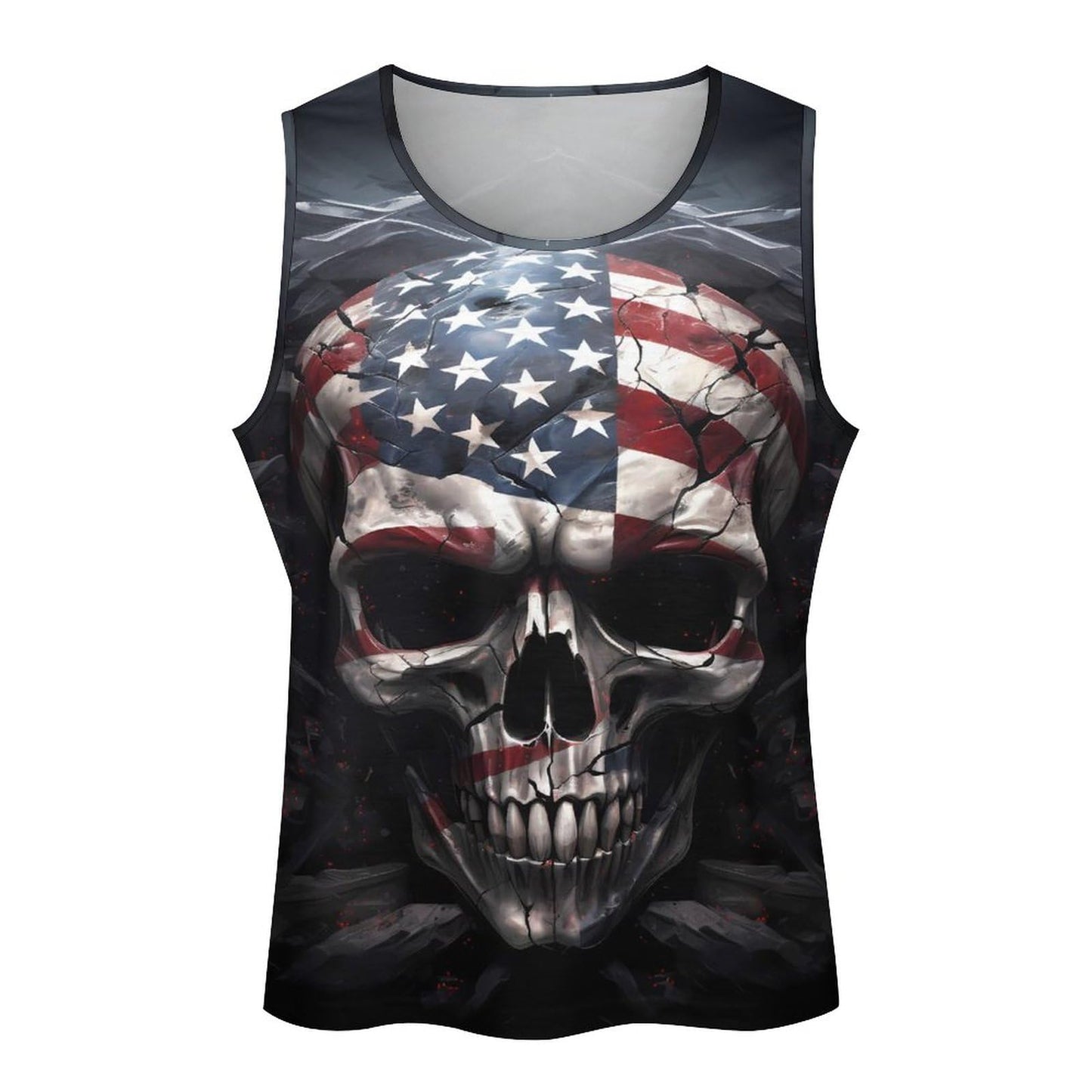 ZOCANIA Men's Skull Tank Tops Undershirts Summer Cool Big and Tall T-Shirt 3D Printed Cool Novelty American Flag Graphic Sleeveless Cotton Athletic Loose Fit Shirts 4XL
