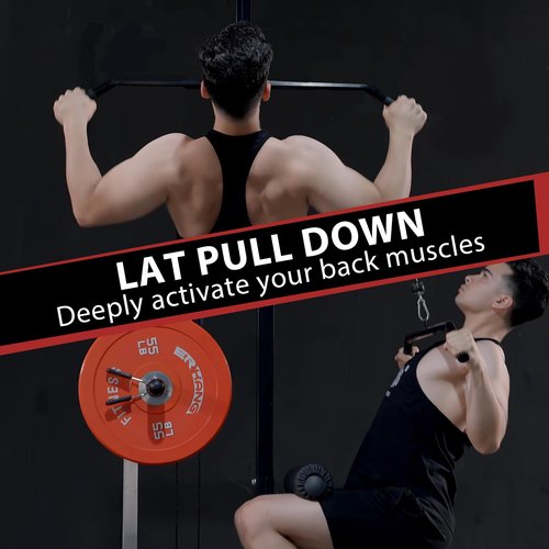 Mikolo LAT Pulldown Machine, LAT Row Cable Machine with Leg Hold Down Attachment, LAT Tower with Cable Row Attachment, Cable Machine Home Gym, Red