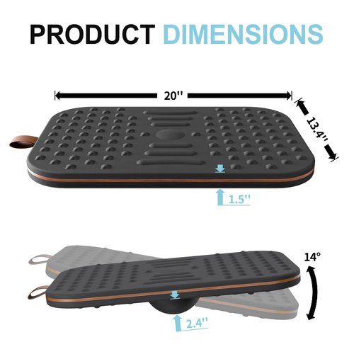 ERGO COLLECT 360-Degree Wobble Balance Board for Adults - 2-in-1 Dual-Sided Anti-Fatigue Mat & Stability Trainer for Standing Desk, Home Gym or Office - Premium PU Leather & Solid Wood