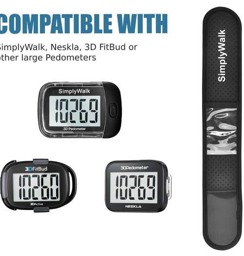 SimplyWalk Ankle Band(Size X-Large) for Large Fitness Pedometer, (Counter NOT Included) Soft Wear Ankle Band with Transparent Pouch for Step Counter (Pedometer Not Included) (Black)