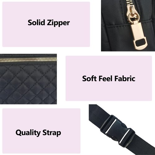 Fanny Packs for Women,Fashionable Crossbody Belt Bags Waist Pack for Teen Girls,Bum Hip Bag for Travel Hiking Cycling Running,Easy Carry Any Phone,Wallet (Black)