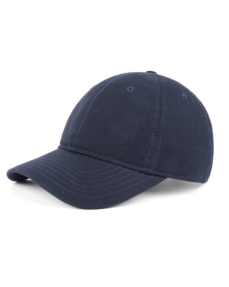 Small Baseball Cap for Adults - Navy Blue, Adjustable Unstructured Dad Hat (55-57cm), For Men & Women