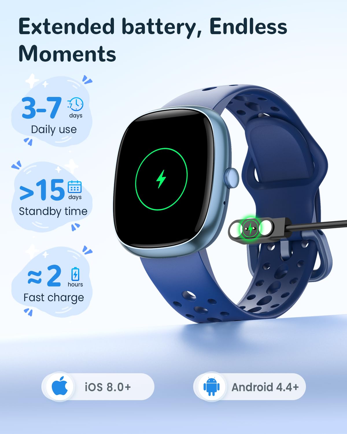 Smart Watch for Kids Girls Gift: No APP No Phone Needed Watch with Heart Rate Sleep Monitor Pedometer, Music Player, Alarm Clock & Timer, 20 Games, Camera-Birthday Gifts for 4-16 Year Olds Boys Blue