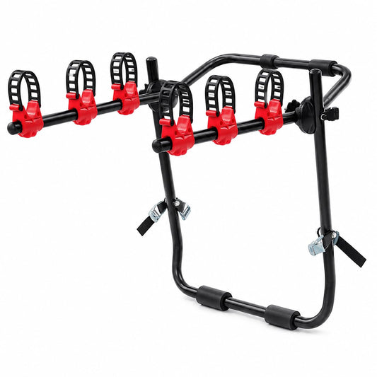 Gbonklong Car Bicycle Rack 3-Bike, 44LBS Load Capacity Vehicle Trunk Mount Bike Rack for Car Frame Foldable Bicycle Carrier Holder, Trunk Mount Rack for Most Cars SUV Sedan Hatchback Minivan