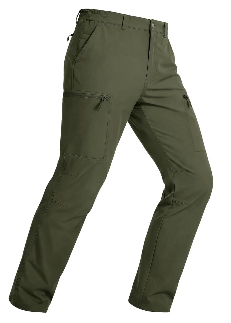 Magcomsen Men's Hiking Pants, Water-Resistant Ripstop 6-Pocket, Lightweight Quick Dry Army Green