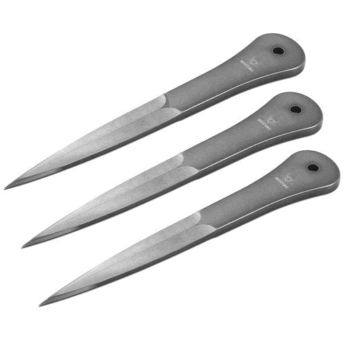 WICING 9.5 Inch Throwing Spikes - 0.236" Thick Full Tang Design, with Nylon Sheaths for Recreation and Competition - 3 Pack