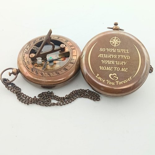 DAYOL'X So You Can Always Find Your Way Back to Me - Personalized Sundial Compass - Luxury Gift - Anniversary Sundial Compass - Brass Compass Personalised Gifts for Men with Engraved Message, 3 inch