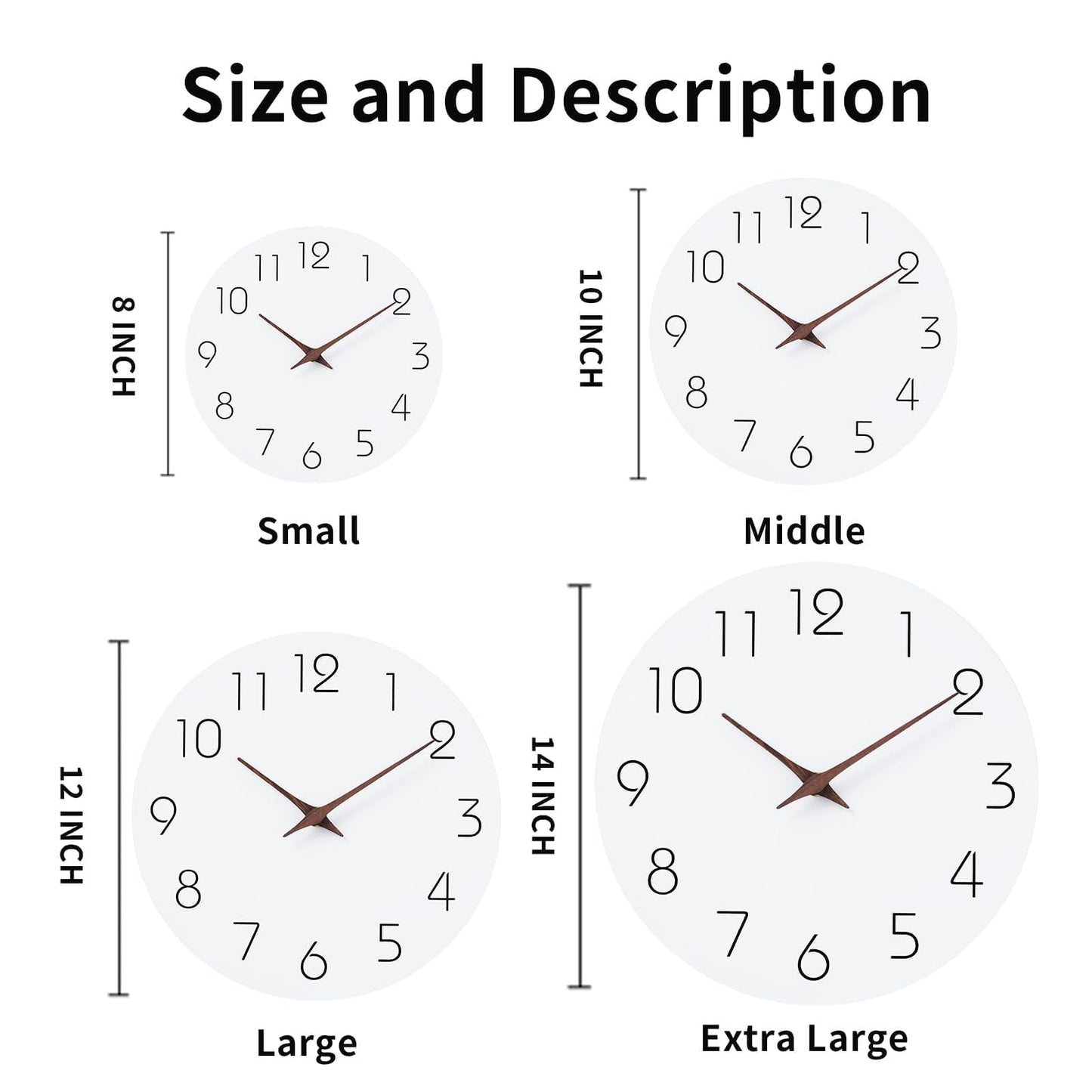 Mosewa Wall Clock Battery Operated 8 Inch White Silent Non Ticking Simple Minimalist Wooden Decorative for Kitchen Bathroom Bedroom Living Room Office