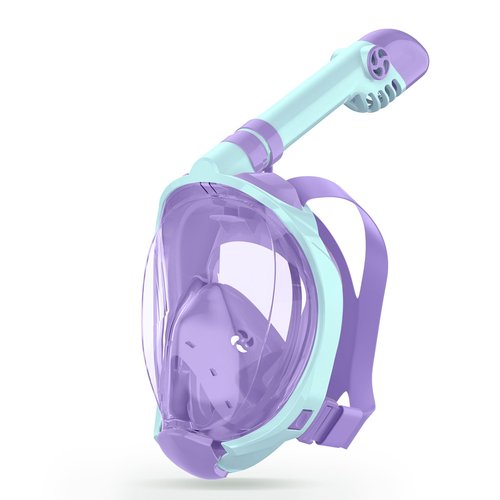 Greatever Snorkeling Gear for Kids, Ideal Gifts of Kids Snorkel Mask, Macaron Candy Dual Color Full Face Snorkel Mask with Camera Mount, Safe Breathing for Enchanting Travel
