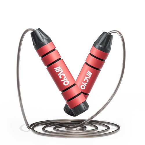 Macyo Adjustable Jump Rope with Triple Bearings, Tangle-Free Steel Cable, Weighted Handles – Ideal for Speed Training, Gym, and Home Workouts (Red)