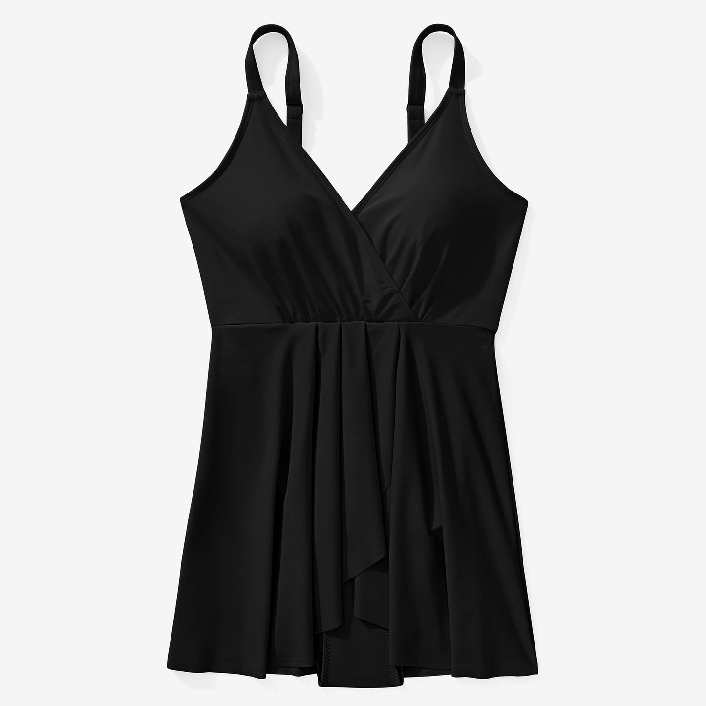 MOOSLOVER Women One Piece Swim Dress Swimsuit Tummy Control Ruched Skirted Bathing Suit (L,Black)