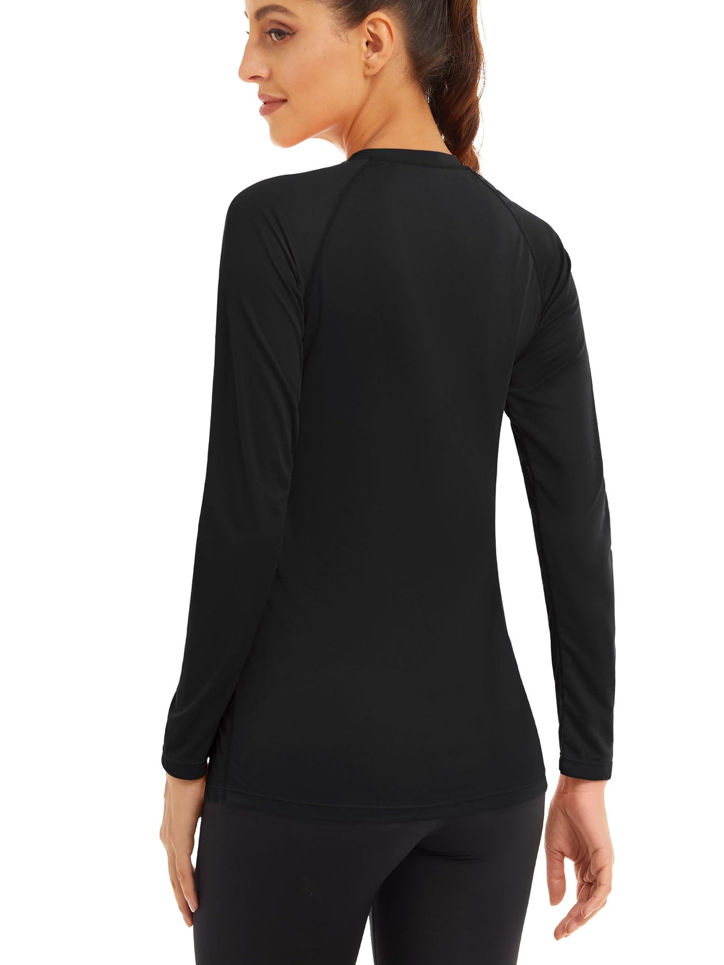 MAGCOMSEN Hiking Shirts for Women Lightweight UV Shirts UPF 50+ Womens Swim Shirts Rash Guard Women Long Sleeve Fishing Shirts for Women Running Black