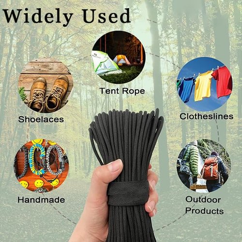 550 Paracord 33FT, Heavy-Duty Tactical Parachute Cord, 4mm Outdoor Survival Rope for Camping, Hiking, DIY & Emergency