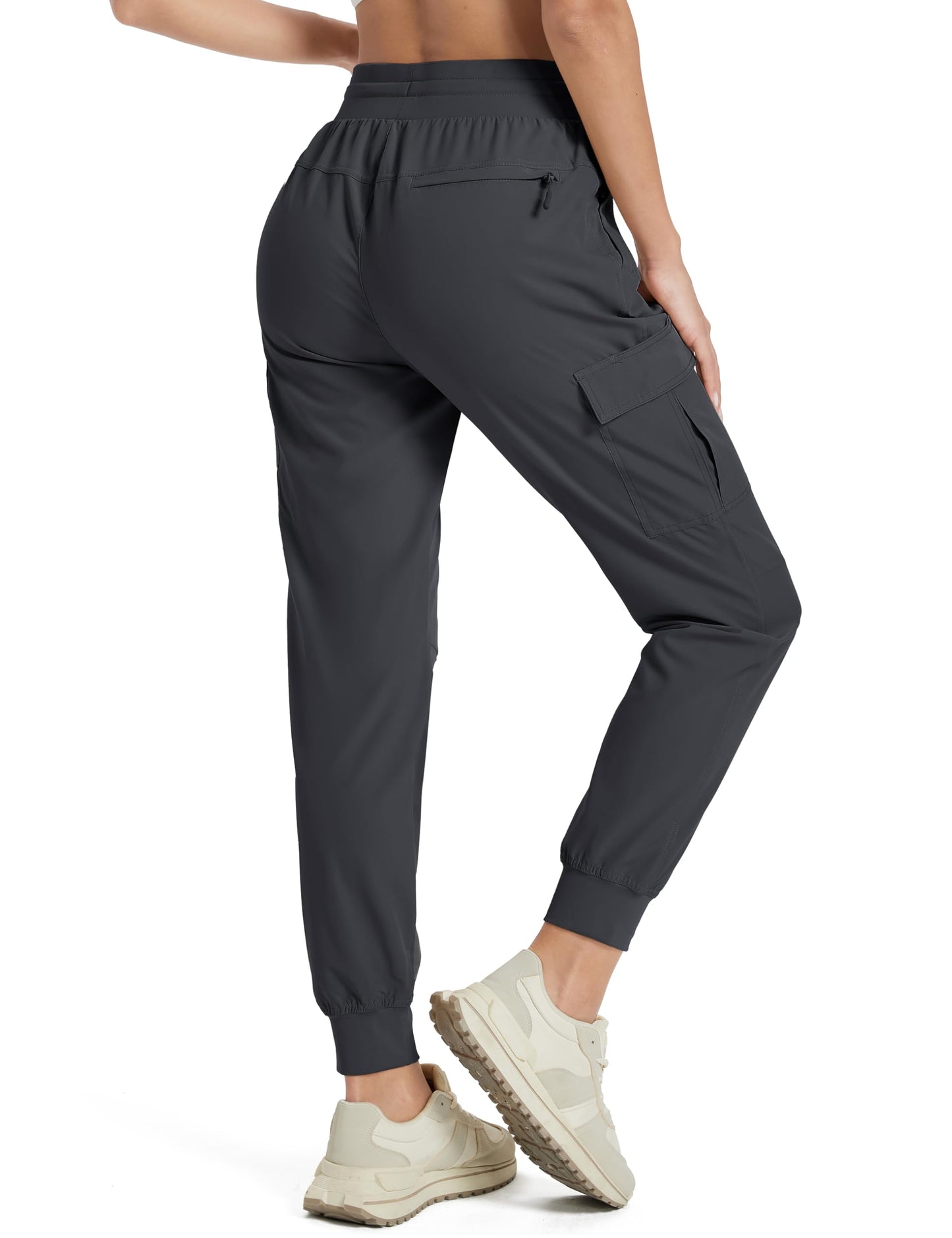 MAGCOMSEN Women's Hiking Pants Lightweight Quick Dry Water Resistant Cargo Joggers Workout Casual 5 Pockets Gray M